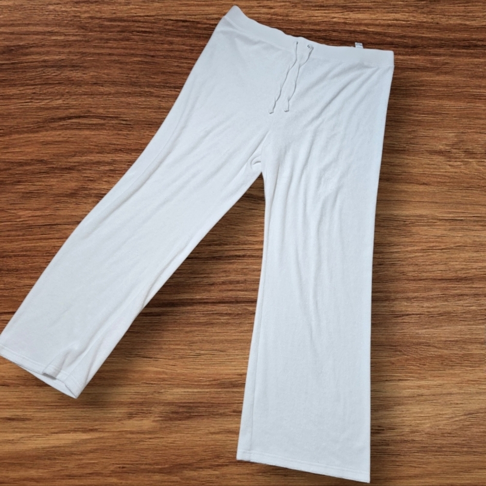 Juicy Couture White Terry Wide-Leg Lounge Beach Pants Plus Size NWT